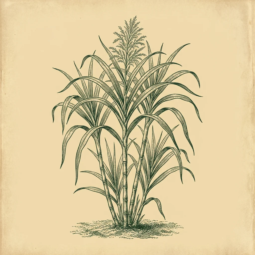 Gravura de um pé de cana-de-açúcar